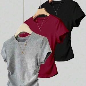 Women's Short-Sleeve Crewneck Tee - Gray, Burgundy, Black